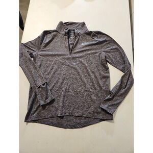 Nike Dri FIT Gray/purple  1/4 Zip Womens Medium Long Sleeve Running Pocket(A1190